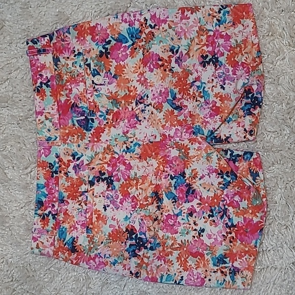 🌺 J.Crew Watercolor Floral Flat Front Shorts – Womens Size 0 – Resort Vacation - Picture 10 of 17